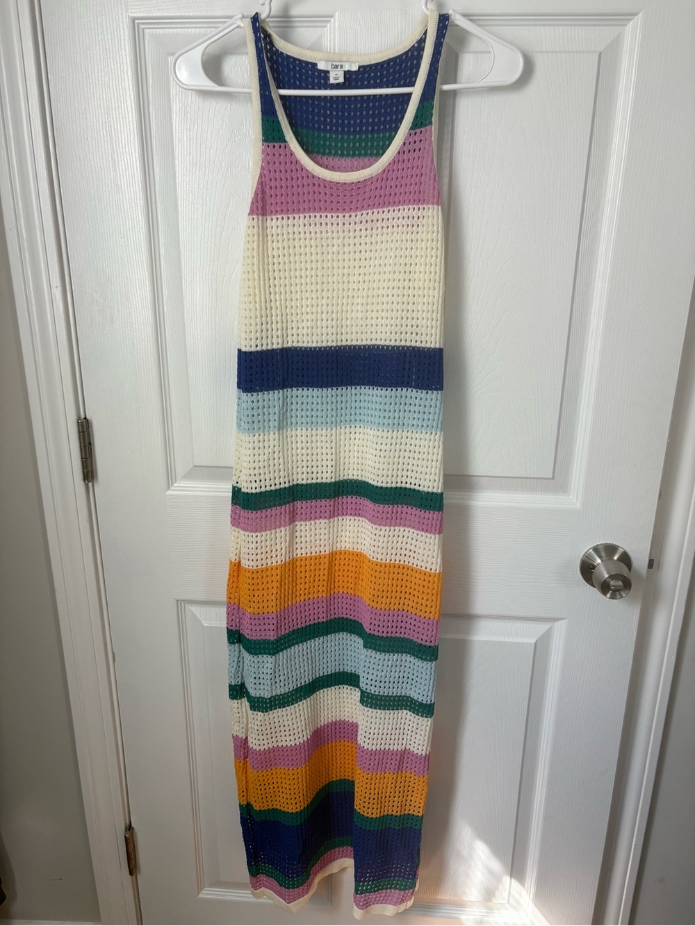 Bar III Cream Multicolor Striped Crochet Maxi Dress